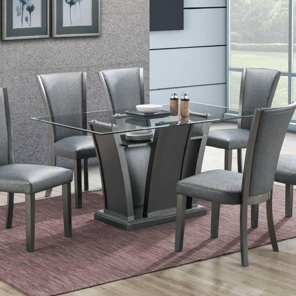Poundex Dining Table with Glass Top and Pedestal Base F2483 IMAGE 1