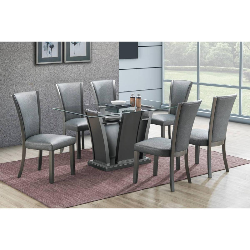 Poundex Dining Table with Glass Top and Pedestal Base F2483 IMAGE 2