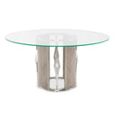 Michael Amini Round Camden Court Dining Table with Glass Top and Pedestal Base 9005001-101-126 IMAGE 1