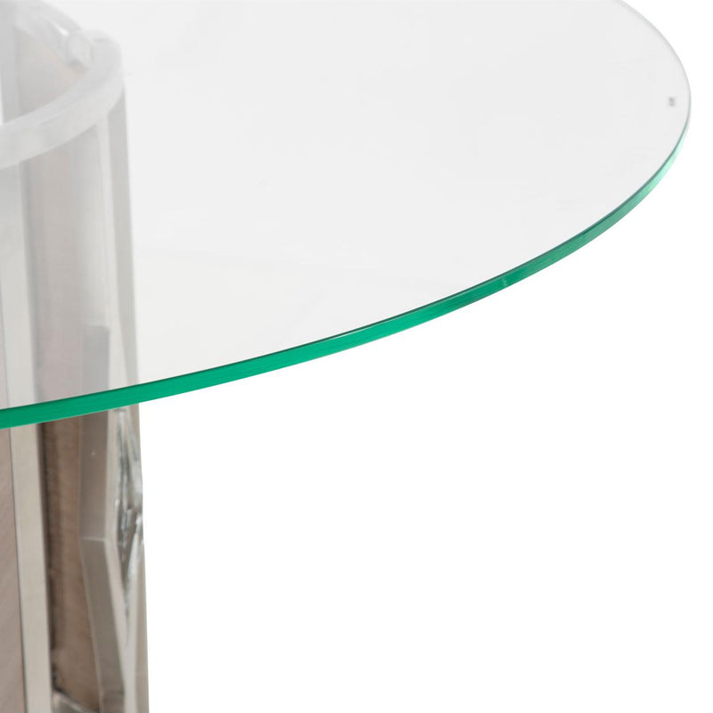 Michael Amini Round Camden Court Dining Table with Glass Top and Pedestal Base 9005001-101-126 IMAGE 2