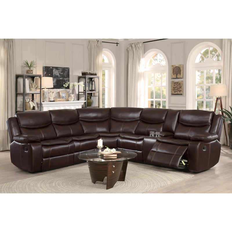 Homelegance Bastrop Reclining Leather Look 3 pc Sectional 8230BRW*SC IMAGE 6