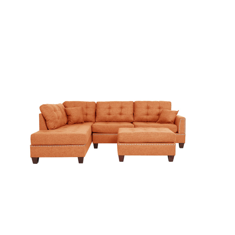 Poundex F6506 3pc Reversible Sectional Sofa Set with Ottoman IMAGE 2