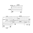Poundex F6506 3pc Reversible Sectional Sofa Set with Ottoman IMAGE 8