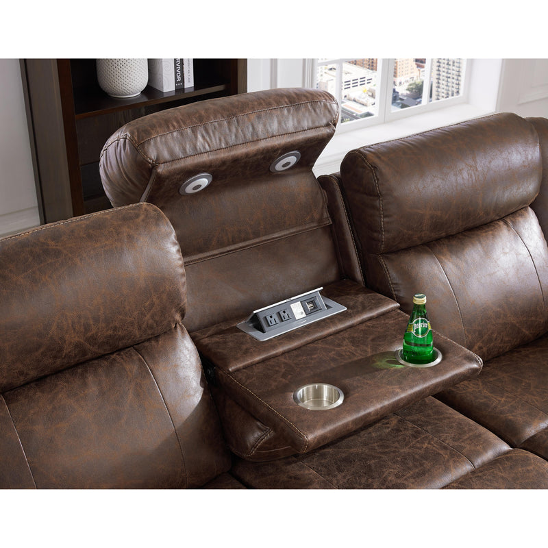 New Classic Furniture Atticus Reclining Fabric and Leather Look Sofa U2413-30-MCB IMAGE 2