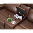 New Classic Furniture Atticus Power Reclining Fabric and Leather Look Loveseat U2413-25P2-MCB IMAGE 2