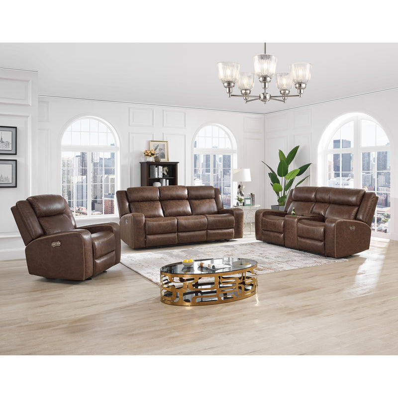 New Classic Furniture Atticus Power Reclining Fabric and Leather Look Loveseat U2413-25P2-MCB IMAGE 5