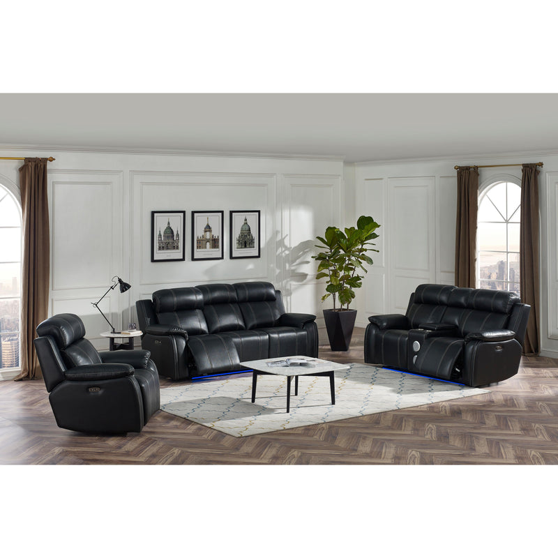 New Classic Furniture Fusion Reclining Fabric and Leather Look Sofa U3969-30-EBY IMAGE 4