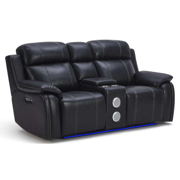 New Classic Furniture Fusion Reclining Fabric and Leather Look Loveseat U3969-25-EBY IMAGE 1