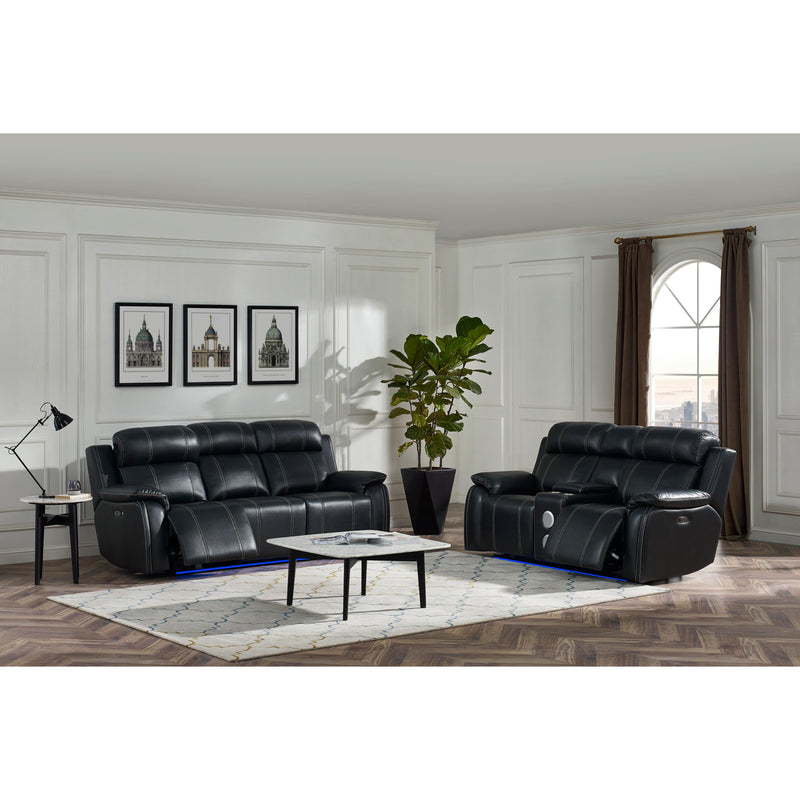New Classic Furniture Fusion Reclining Fabric and Leather Look Loveseat U3969-25-EBY IMAGE 4