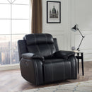 New Classic Furniture Fusion Glider Fabric and Leather Look Recliner U3969-14-EBY IMAGE 3