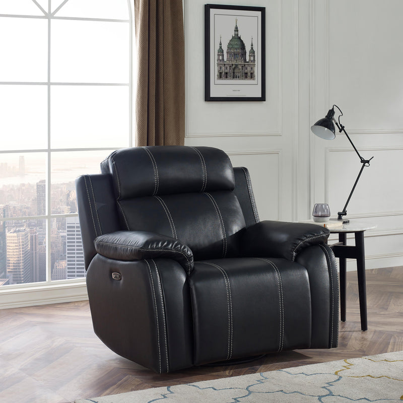 New Classic Furniture Fusion Glider Fabric and Leather Look Recliner U3969-14-EBY IMAGE 3