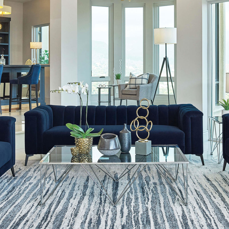 Coaster Furniture Chalet 509211 Upholstered Tuxedo Arm Tufted Sofa - Blue IMAGE 8