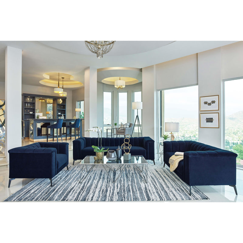 Coaster Furniture Chalet 509211 Upholstered Tuxedo Arm Tufted Sofa - Blue IMAGE 9