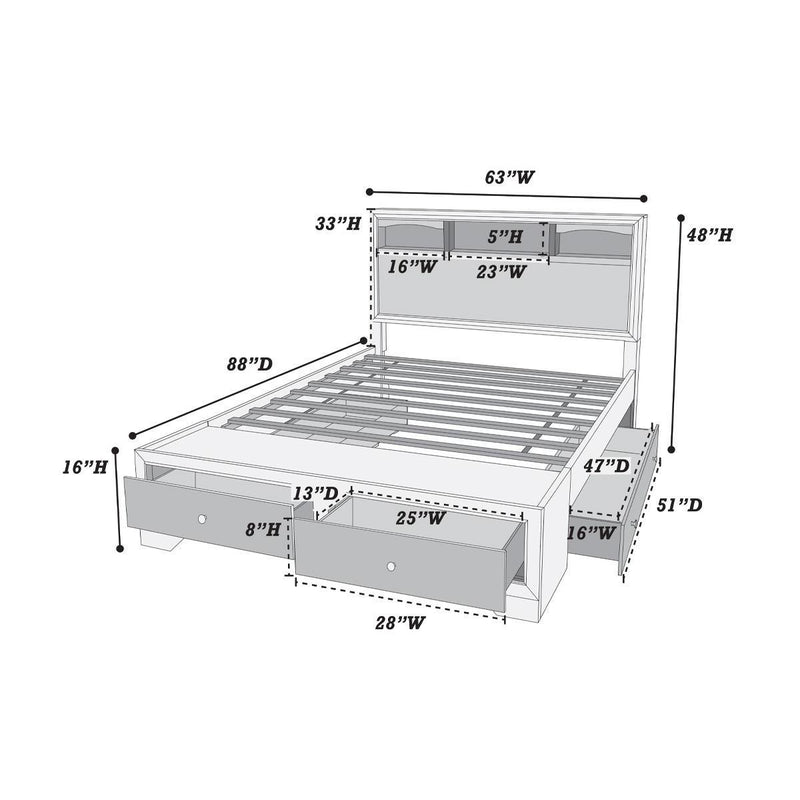 Poundex Queen Bookcase Bed F9326Q IMAGE 2