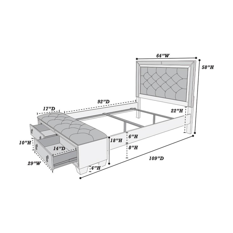 Poundex Queen Upholstered Panel Bed with Storage F9429Q IMAGE 2
