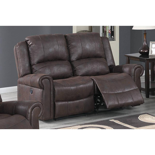 Poundex Power Reclining Leather Look Loveseat F86232 IMAGE 1