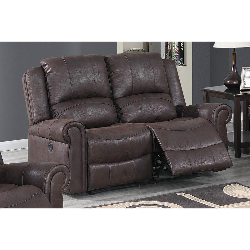 Poundex Power Reclining Leather Look Loveseat F86232 IMAGE 1