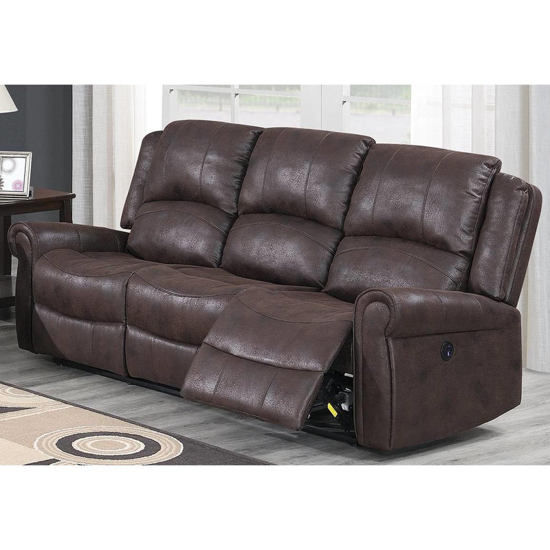 Poundex Power Reclining Leather Look Sofa F86233 IMAGE 1