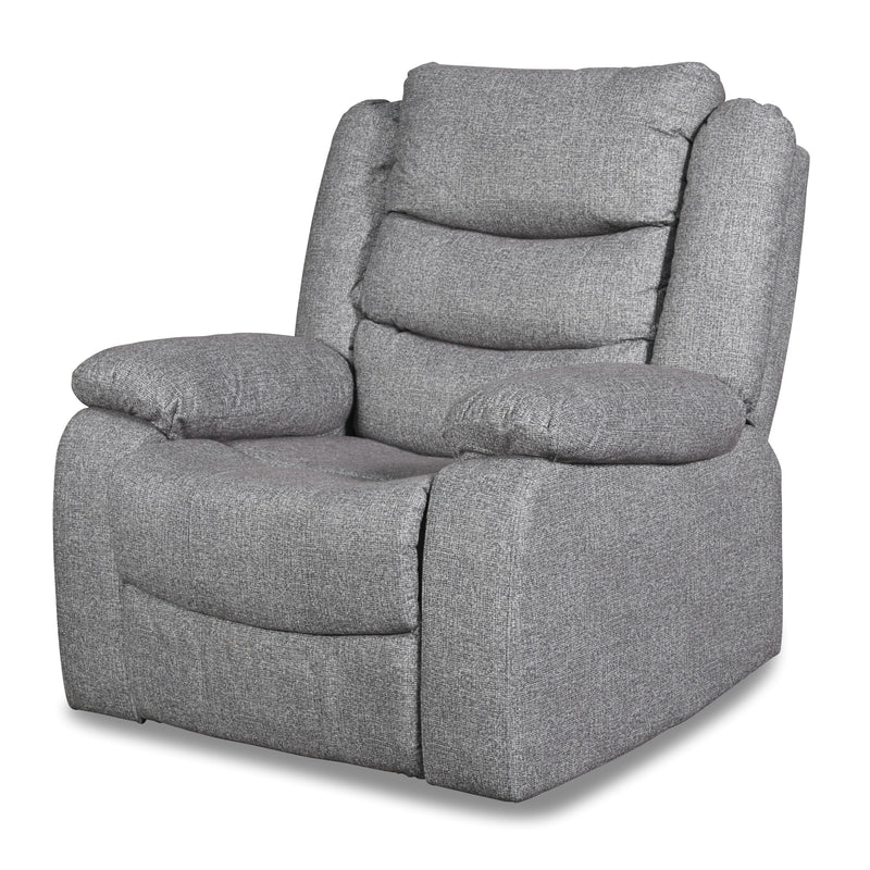 New Classic Furniture Granada Power Glider Fabric and Leather Look Recliner U1598-13P1-AGY IMAGE 2