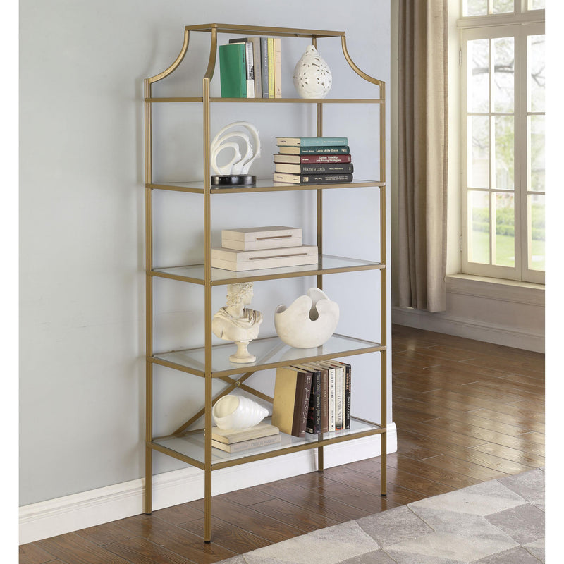 Coaster Furniture Serena 804393 70-inch 5-shelf Glass Bookshelf - Gold IMAGE 9
