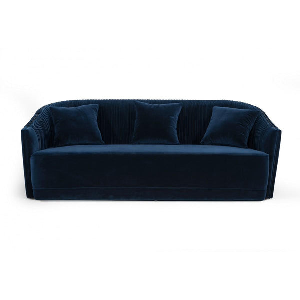 VIG Furniture Divani Casa Palomar Stationary Fabric Sofa Divani Casa Palomar 75534 Sofa - Blue/Brass IMAGE 1