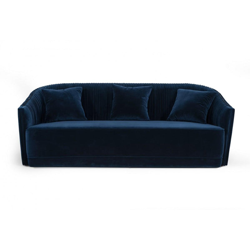 VIG Furniture Divani Casa Palomar Stationary Fabric Sofa Divani Casa Palomar 75534 Sofa - Blue/Brass IMAGE 1
