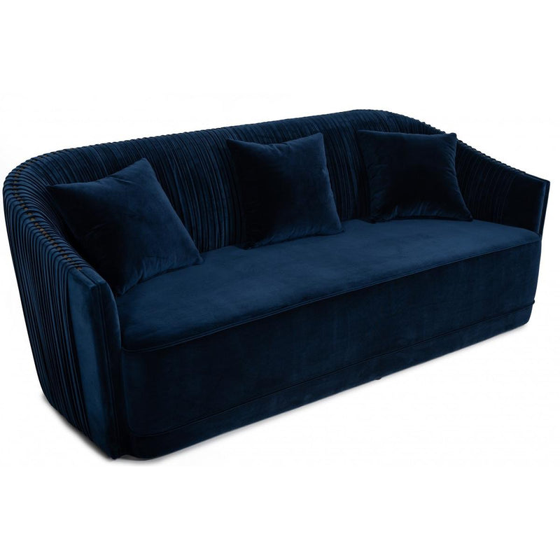 VIG Furniture Divani Casa Palomar Stationary Fabric Sofa Divani Casa Palomar 75534 Sofa - Blue/Brass IMAGE 2