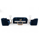 VIG Furniture Divani Casa Palomar Stationary Fabric Sofa Divani Casa Palomar 75534 Sofa - Blue/Brass IMAGE 4
