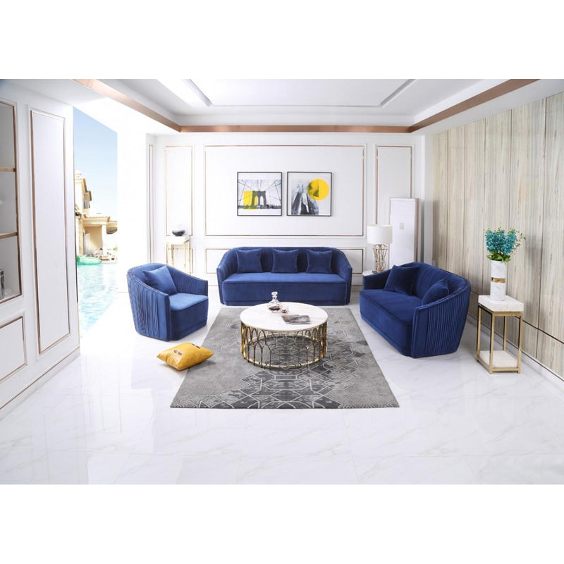 VIG Furniture Divani Casa Palomar Stationary Fabric Sofa Divani Casa Palomar 75534 Sofa - Blue/Brass IMAGE 6