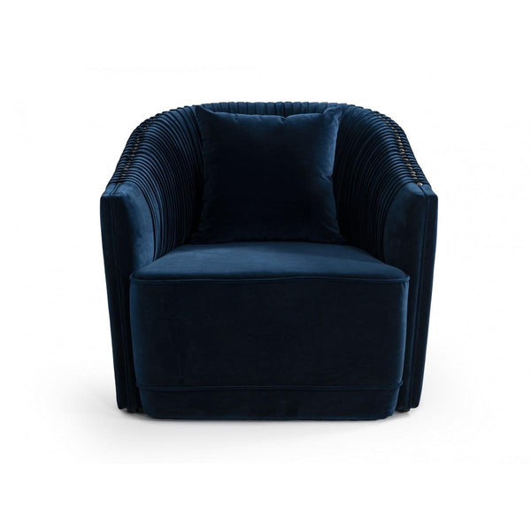 VIG Furniture Divani Casa Palomar Stationary Fabric Chair Divani Casa Palomar 75534 Chair - Blue/Brass IMAGE 1