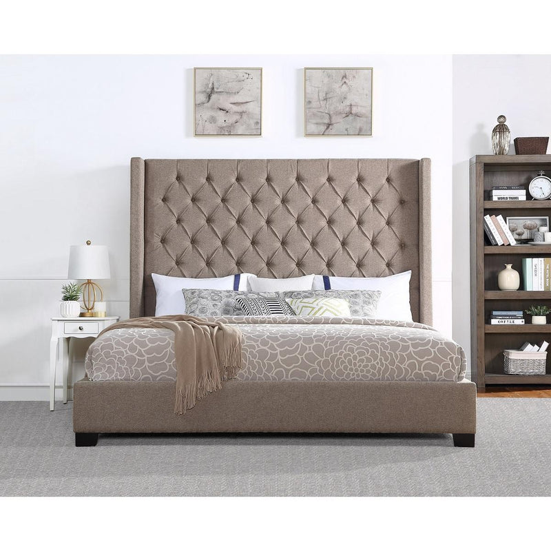 Homelegance King Upholstered Panel Bed SH229KBRW-1 IMAGE 1
