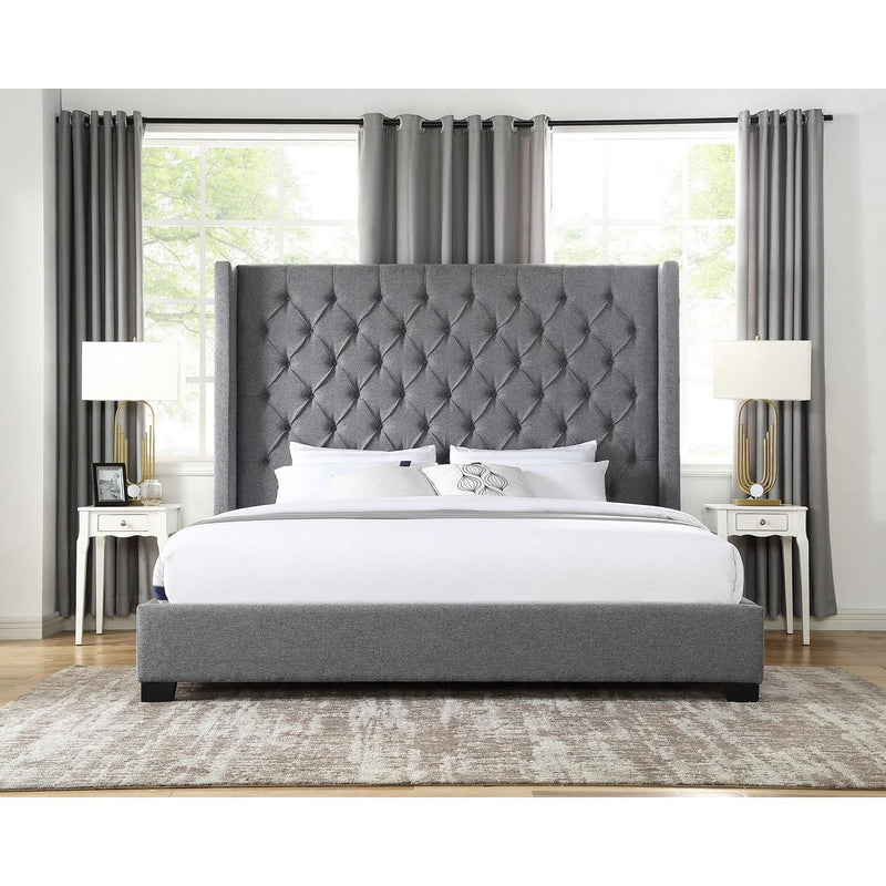 Homelegance King Upholstered Panel Bed SH229KDGR-1 IMAGE 1