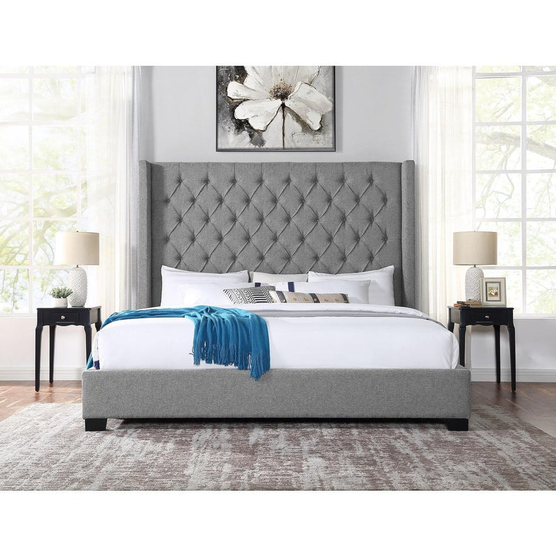 Homelegance King Upholstered Panel Bed SH229KGRY-1 IMAGE 1