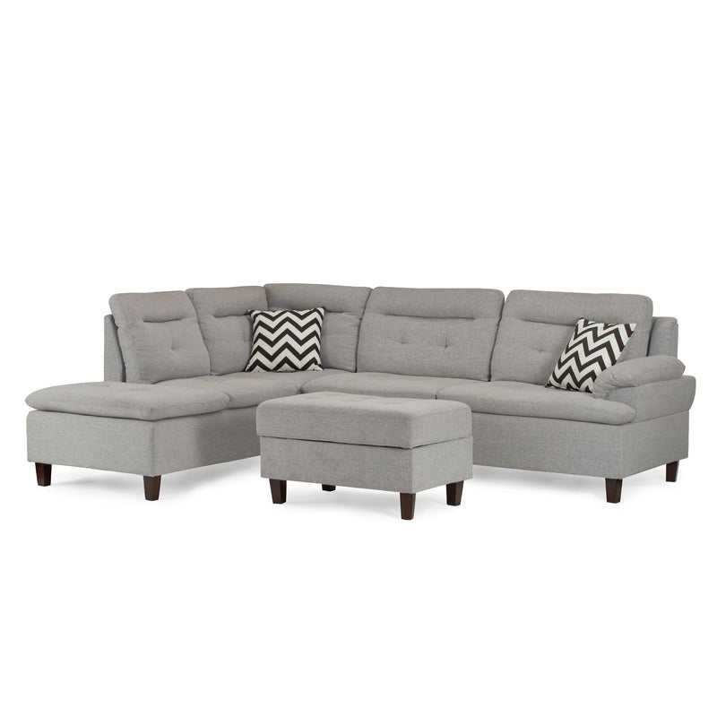 Poundex F6589 3 pc Sectional Set with Ottoman IMAGE 3