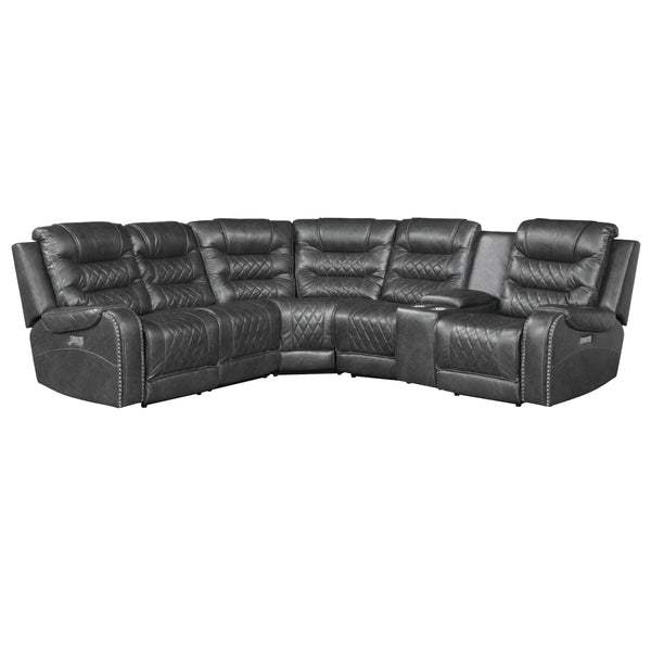 Homelegance Putnam Power Reclining Fabric 6 pc Sectional 9405GY*6LRRR IMAGE 1