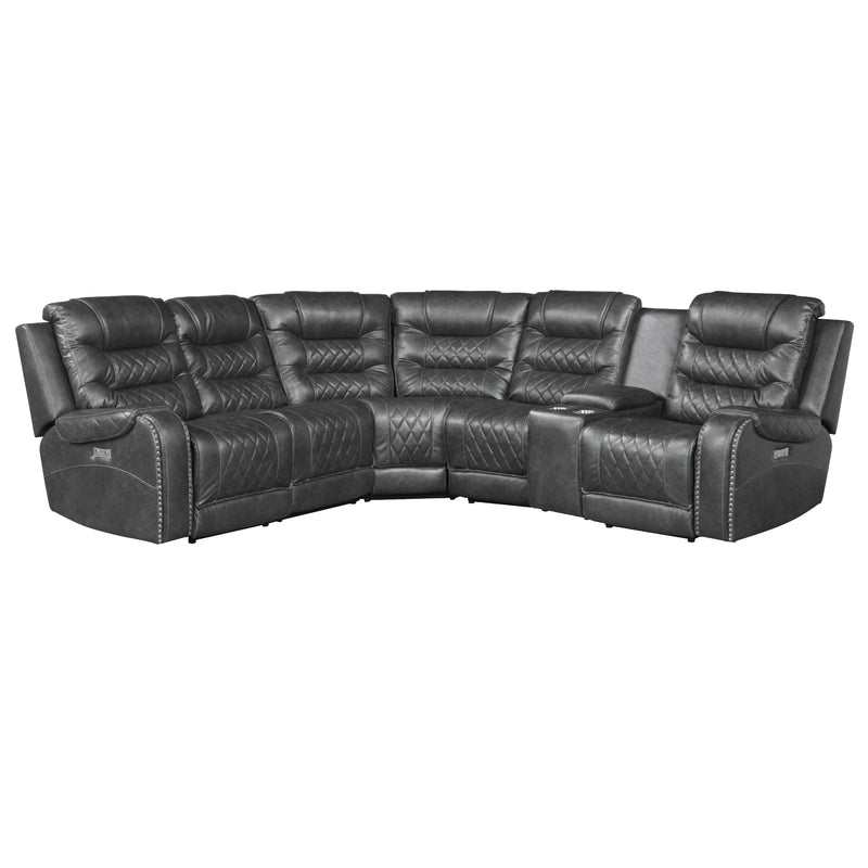 Homelegance Putnam Power Reclining Fabric 6 pc Sectional 9405GY*6LRRR IMAGE 1