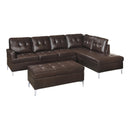Homelegance Barrington Leather Look 3 pc Sectional 8378BRW*3 IMAGE 1