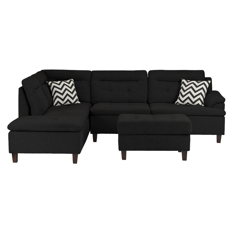 Poundex F6588 3 pc Sectional Set with Ottoman IMAGE 2