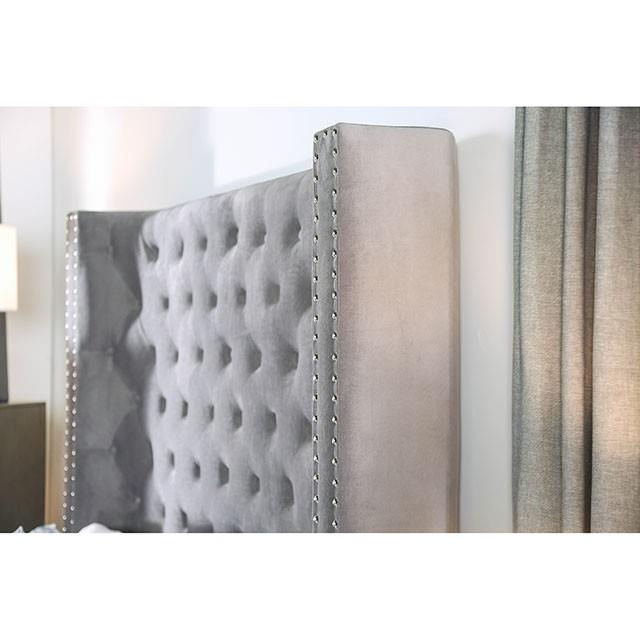 Furniture of America Mirabelle Queen Upholstered Panel Bed CM7679GY-Q-VN IMAGE 3