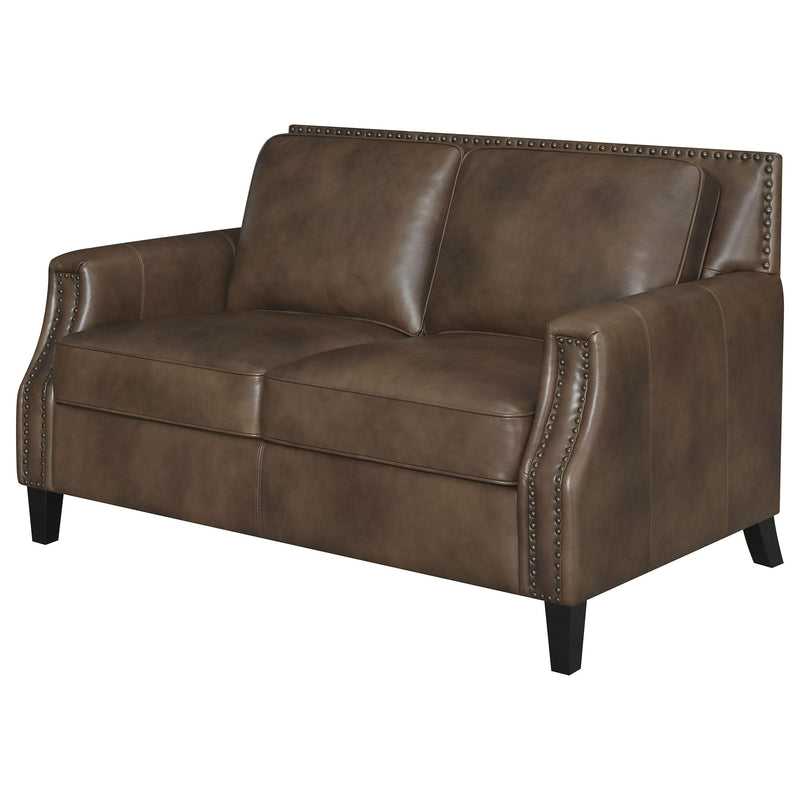 Coaster Furniture Leaton 509442 Upholstered Recessed Arm Loveseat - Brown Sugar IMAGE 3
