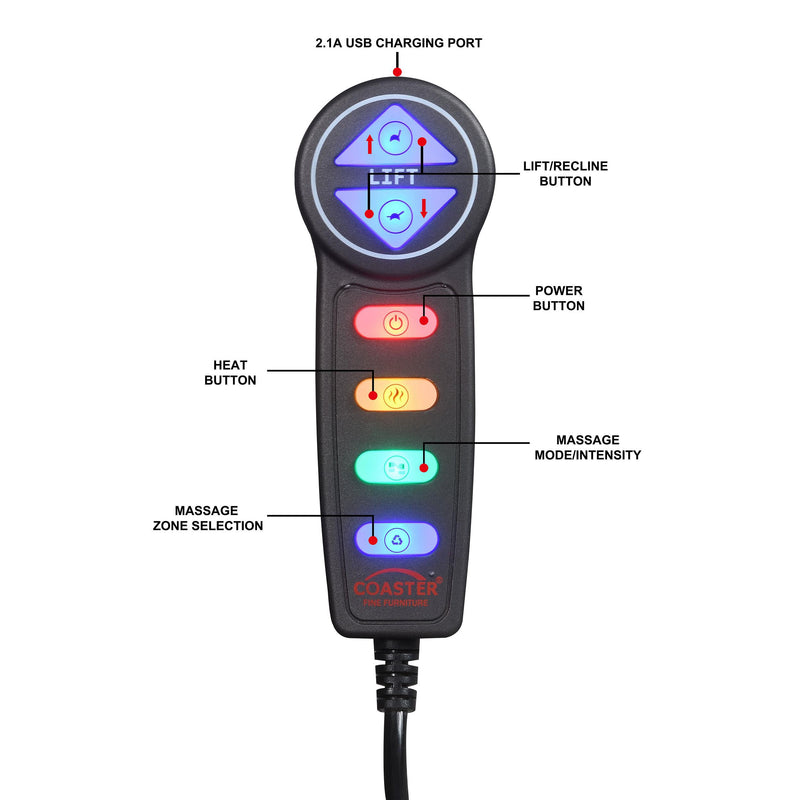 Coaster Furniture Herrera 609406P Upholstered Power Lift Massage Chair - Charcoal IMAGE 14