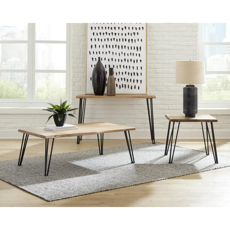 Coaster Furniture Zander 723499 Solid Wood Top Console Table - Natural and Matte Black IMAGE 6