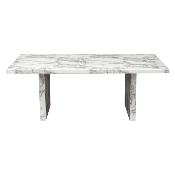Diamond Sofa Icon Dining Table with Faux Marble Top and Pedestal Base ICONDTMA IMAGE 1