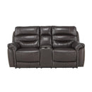 Homelegance Lance Power Reclining Leather Loveseat 9527BRW-2PWH IMAGE 1