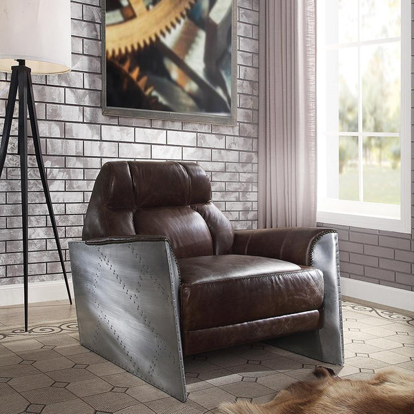 Acme Furniture Brancaster Stationary Leather Accent Chair 59715 IMAGE 1