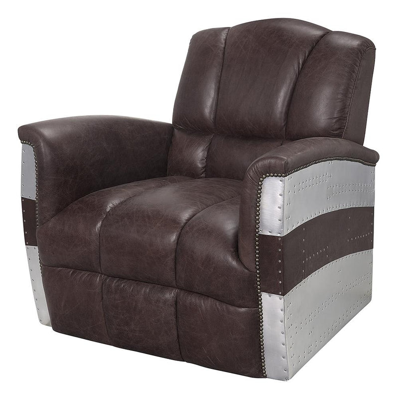 Acme Furniture Brancaster Stationary Leather Accent Chair 59716 IMAGE 2