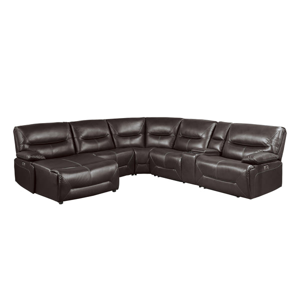 Homelegance Dyersburg Power Reclining Leather Look 6 pc Sectional 9579BRW*6LCRRPW IMAGE 1