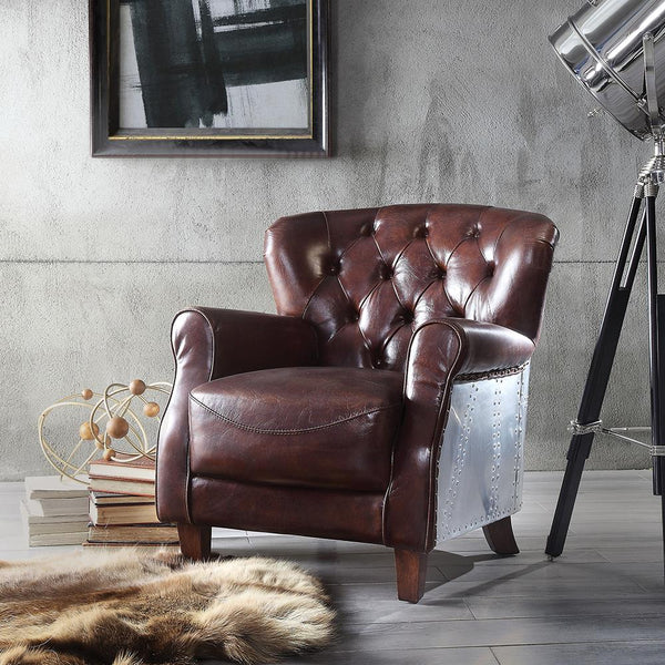 Acme Furniture Brancaster Stationary Leather Accent Chair 59830 IMAGE 1