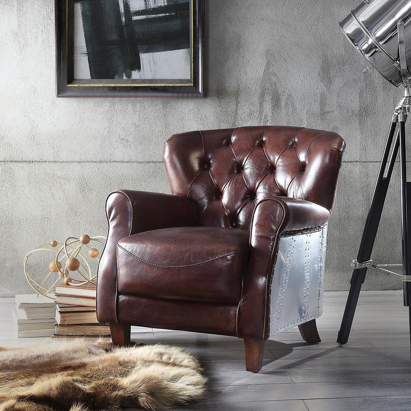 Acme Furniture Brancaster Stationary Leather Accent Chair 59830 IMAGE 1