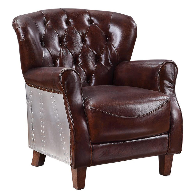 Acme Furniture Brancaster Stationary Leather Accent Chair 59830 IMAGE 2